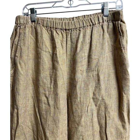 Flax by Jeanne Engelhart Linen Pants Small Toffee Brown Long Tapered Lagenlook - Picture 2 of 8